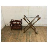 Folding Butlers Stand and Wooden Magazine Rack