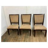 Three Wood Frame Upholstered Chairs