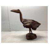 Hand-Carved Wooden Pelican Sculpture