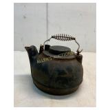 Rustic Metal Kettle with Wire Handle