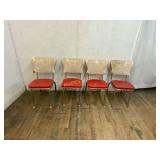 Four Retro Chrome and Vinyl Dining Chairs