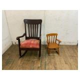 Two Wooden Rocking Chairs