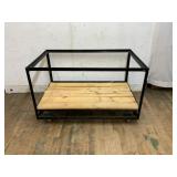 Metal Frame Rolling Cart with Wood Shelving