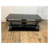 Glass and Metal Three-Tier Media Stand