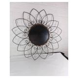 Metal Wall Mirror with Flower Design