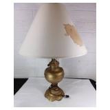 Converted Oil Lamp Table Lamp with Gold Finish