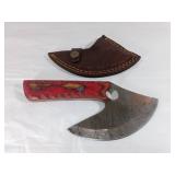 Damascus Rocker Blade Knife with Sheath
