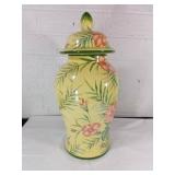 Lidded Ceramic Vase with Floral Design