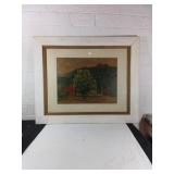 Framed Landscape Picture with Wooden Frame