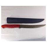 Damascus Steel Fillet Knife with Leather Sheath