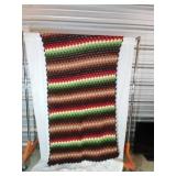 Handmade Afghan Blanket in Multi-Color Yarn