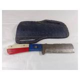 Damascus Sheepshead Knife with Leather Sheath