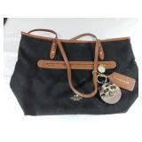 Coach Black Canvas Tote With Leather Trim