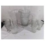Crystal Glass Pitcher and Six Tumblers Set