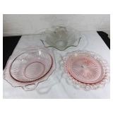 Pink Depression Glass Bowls and Plate