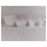 Four Milk Glass Decorative Vessels