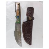 Damascus Steel Bowie Knife with Sheath