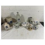 Stoneware Pottery Collection With Blue Decoration