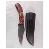 Damascus Knife with Resin Handle and Sheath
