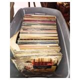 Bin of Vinyl Records Featuring Various Artists