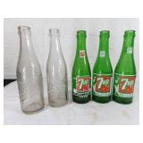 Vintage Dr. Pepper and 7-Up Glass Bottles