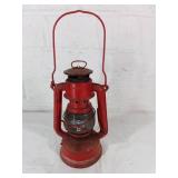 Red Metal Kerosene Lantern with Glass Globe