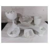 Milk Glass Bowls and Vases