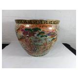 Japanese Ceramic Pot with Hand-Painted Scene