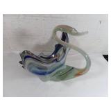 Blown Glass Swan With Multicolor Accents