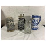 Four Decorative Beer Steins