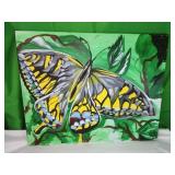 Butterfly-Themed Oil on Canvas Painting