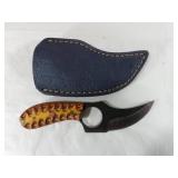 Damascus Skinning Knife with Leather Sheath