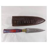 Damascus Dagger with Wooden Handle and Sheath