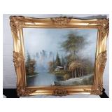 Framed Oil on Canvas Landscape by Artist Signed ï¿½E