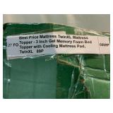 Twin XL Gel Memory Foam Mattress Topper, 3 Inch