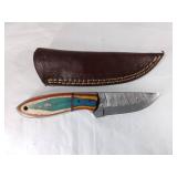 Damascus Steel Knife with Multicolor Handle