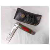 Damascus Folding Knife with Sheath
