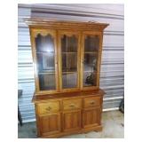 Two-Piece Wooden China Hutch with Glass Doors