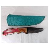 Damascus Steel Knife with Decorative Sheath