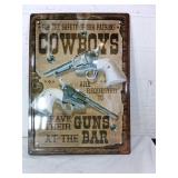Humorous Metal Bar Sign with Cowboy Motif