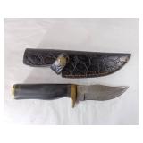 Damascus Knife with Black Sheath