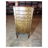 Painted Wood Jewelry Cabinet with Mirror