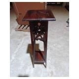 Wooden Plant Table with Carved Floral Details