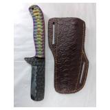 Damascus Knife with Multicolor Handle