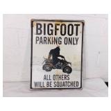 Bigfoot-Themed Metal Parking Sign