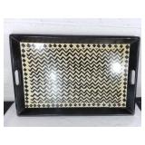 Wooden Tray with Geometric Design