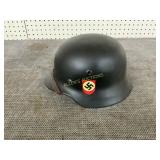 German Helmet with Dual Decals and Leather Liner
