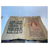 Two Coffee Bean Burlap Bags