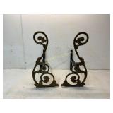 Cast Iron Scrollwork Andirons