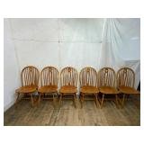 6 Oak Windsor-Style Dining Chairs